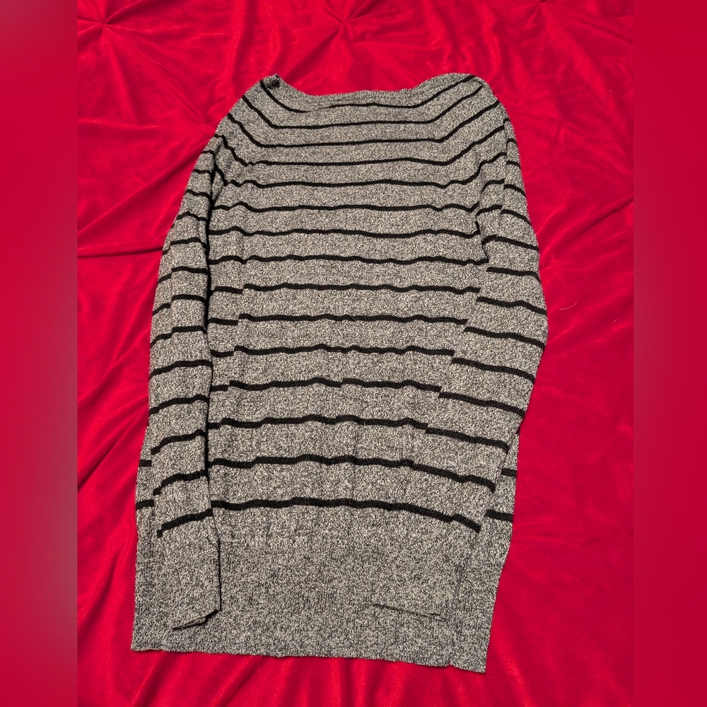 Moschino Gray and Black Striped Crew Neck Sweater - Picture 3 of 3